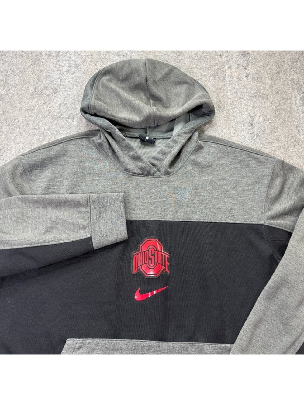 Ohio State Buckeyes Nike Hoodie Men L Gray Black Pullover Fleece Sweatshirt